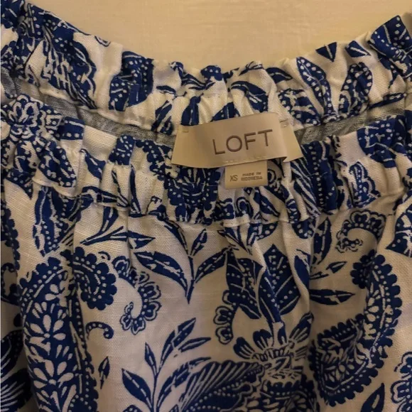 LOFT Blue and White Floral Midi Dress - Picture 4 of 5